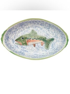 Mesa International Pottery Ceramics Fish Design Serving Bowl Platter Dish